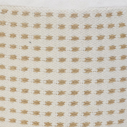 18" White Jute Blend Round Geometric Pouf Ottoman