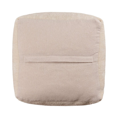 18" Beige Chenille Cube Pouf Ottoman