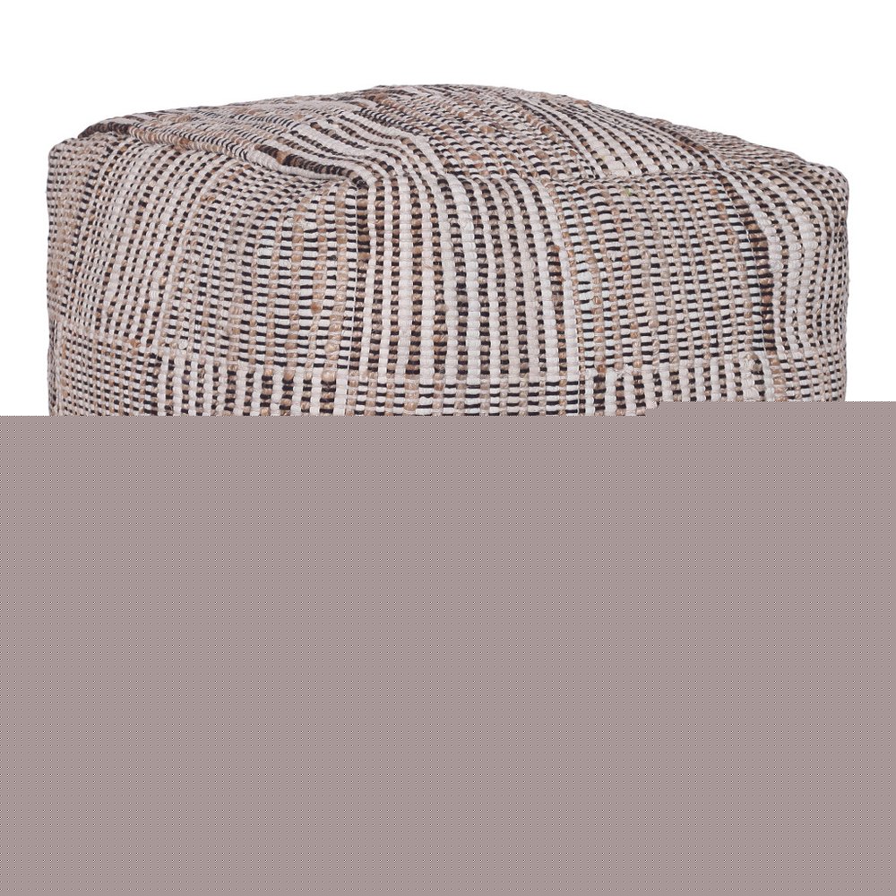 18" Brown Cotton Cube Geometric Pouf Ottoman
