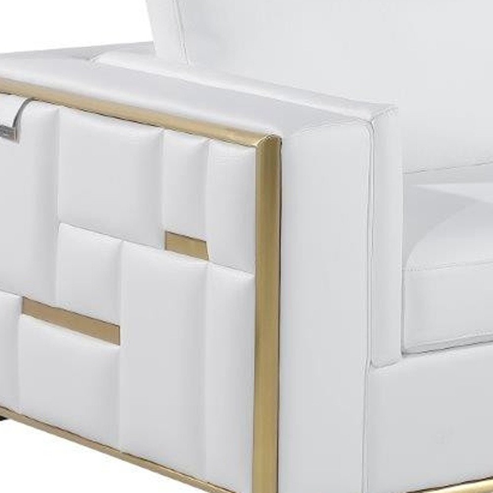 White Top Grain Leather Five Person Seating Set