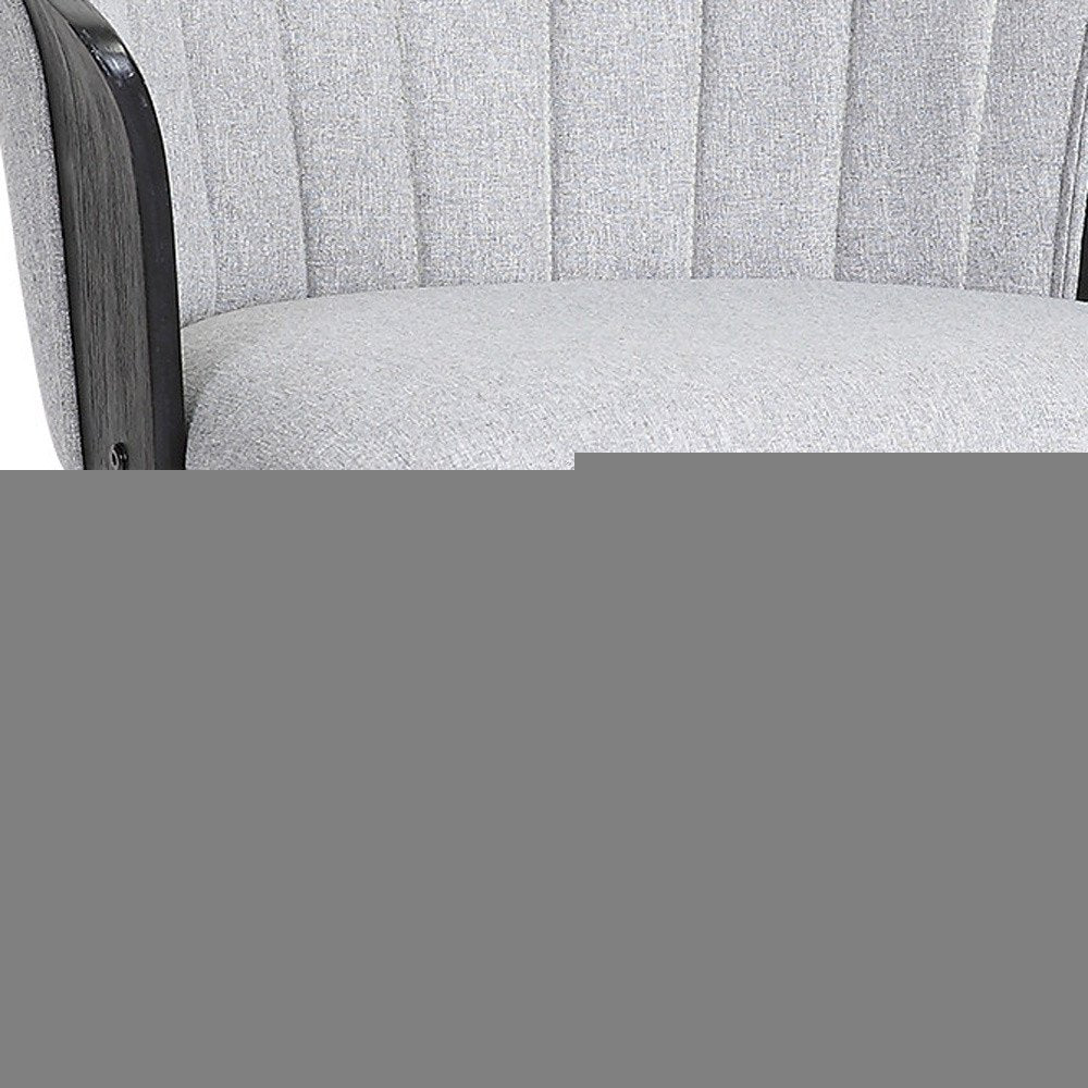 26" Light Gray And Black Fabric Swivel Counter Height Bar Chair