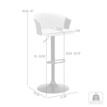 Cream and Black Faux Leather with Metal Swivel Adjustable Height Bar Chair