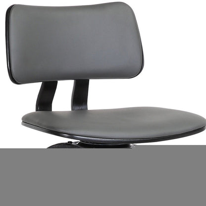 30" Gray And Black Faux Leather Swivel Low Back Bar Height Bar Chair