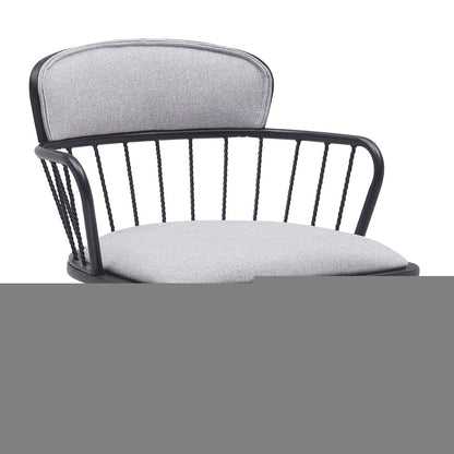 Light Gray and Black Fabric with Metal Swivel Low Back Adjustable Height Bar Chair