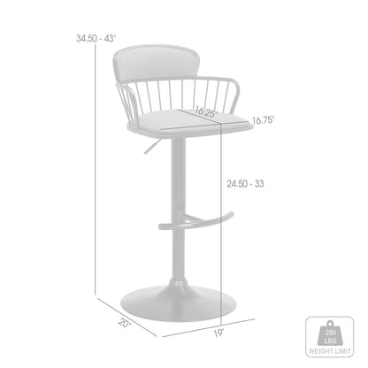 Light Gray and Black Fabric with Metal Swivel Low Back Adjustable Height Bar Chair