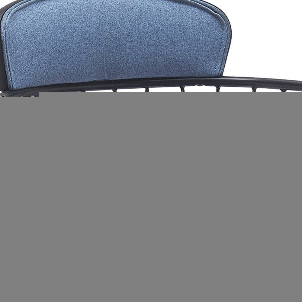 Blue and Black Fabric with Metal Swivel Low Back Adjustable Height Bar Chair