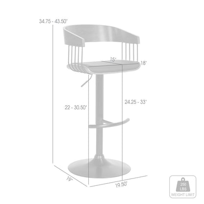 Black Faux Leather And Metal Swivel Adjustable Height Bar Chair