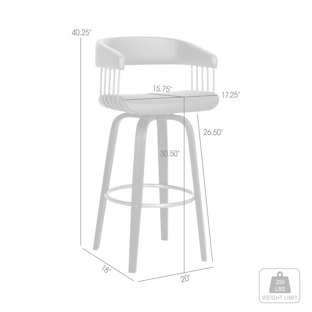31" Gray And Black Faux Leather Swivel Bar Height Bar Chair