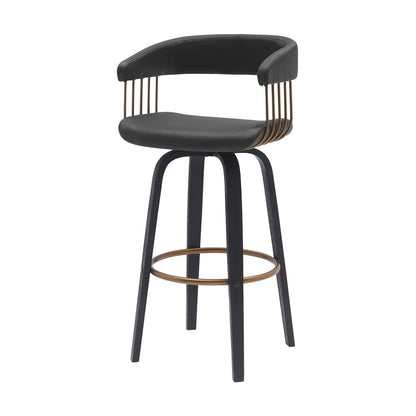 31" Black Faux Leather Swivel Bar Height Bar Chair