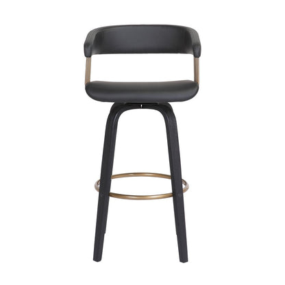 31" Black Faux Leather Swivel Bar Height Bar Chair