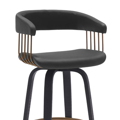 31" Black Faux Leather Swivel Bar Height Bar Chair