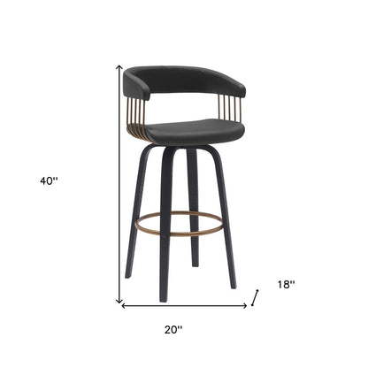 31" Black Faux Leather Swivel Bar Height Bar Chair