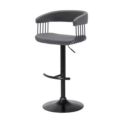 Gray and Black Faux Leather with Metal Swivel Adjustable Height Bar Chair