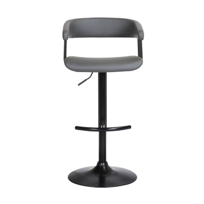 Gray and Black Faux Leather with Metal Swivel Adjustable Height Bar Chair