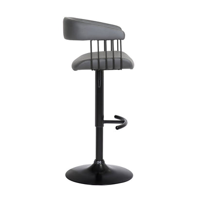 Gray and Black Faux Leather with Metal Swivel Adjustable Height Bar Chair