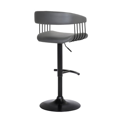 Gray and Black Faux Leather with Metal Swivel Adjustable Height Bar Chair
