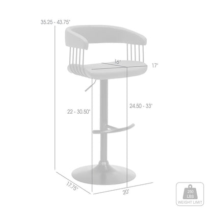 Gray and Black Faux Leather with Metal Swivel Adjustable Height Bar Chair