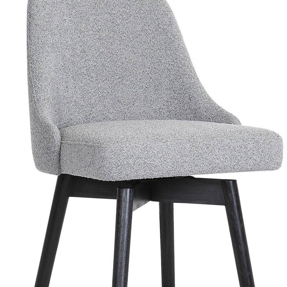 26" Light Gray and Black Fabric with Solid Wood Swivel Counter Height Bar Chair