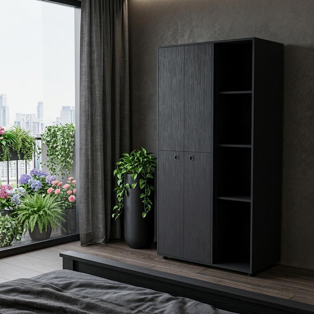 35" Black Wood Single Drawer Dresser