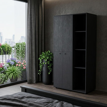35" Black Wood Single Drawer Dresser