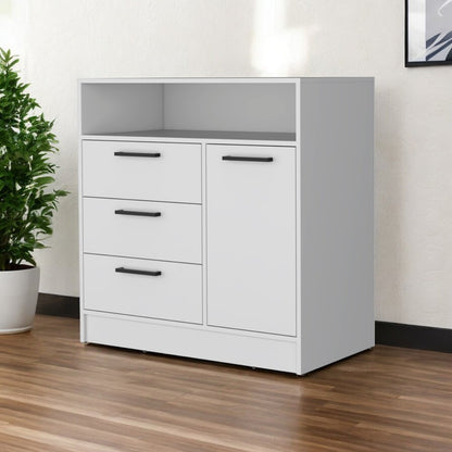35" White Three Drawer Dresser