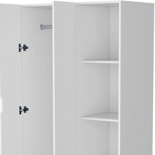 71" White Wood Two Door Single Drawer Combo Dresser