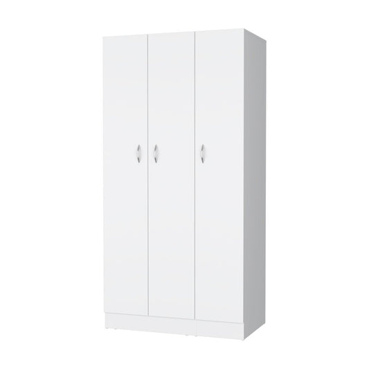 71" White Wood Three Door Two Drawer Combo Dresser