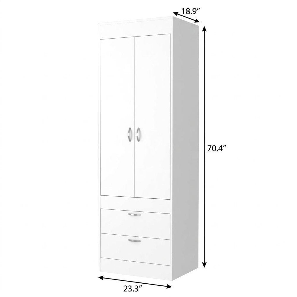 70" White Wood And Metal Two Door Two Drawer Combo Dresser