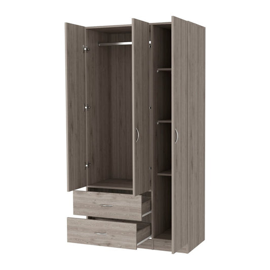 71" Light Gray Wood Three Door Two Drawer Combo Dresser