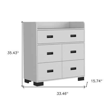 33" White Wood And Metal Five Drawer Dresser