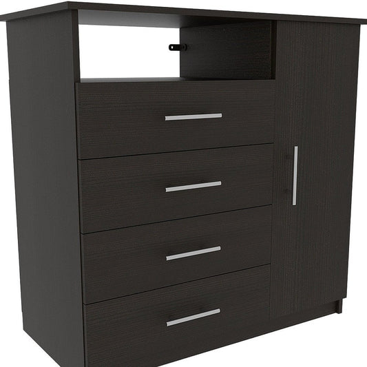 36" Black Wood Four Drawer Dresser