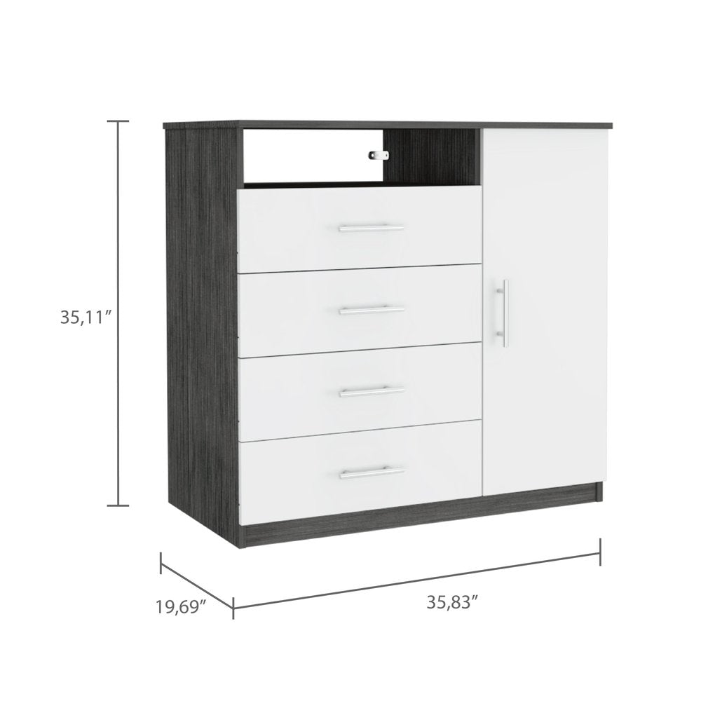 36" Light Gray Four Drawer Dresser