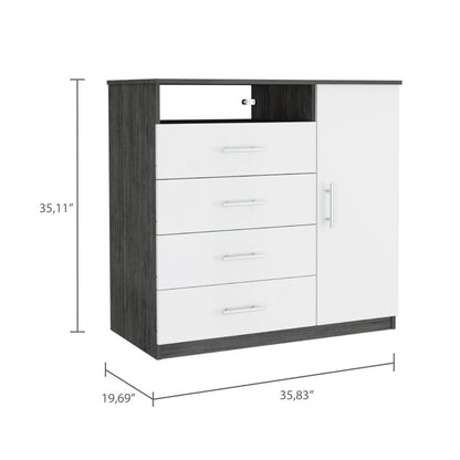 36" Light Gray Four Drawer Dresser