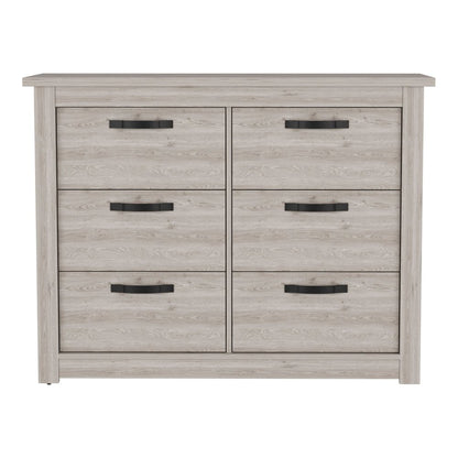 47" Oak Wood Six Drawer Dresser