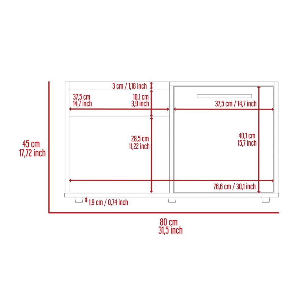32" Brown Wood Coffee Table With Shelf