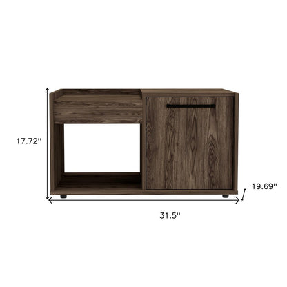 32" Brown Wood Coffee Table With Shelf