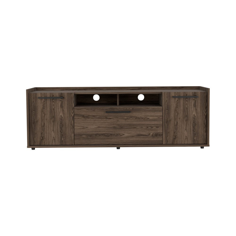 59" Brown Wood Enclosed and Open Storage TV Stand