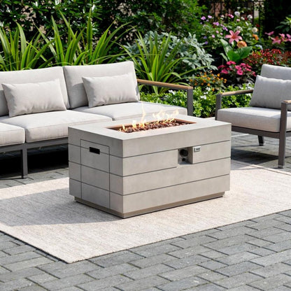 28" Gray Aluminum Natural gas Rectangular Fire pit table With Cover