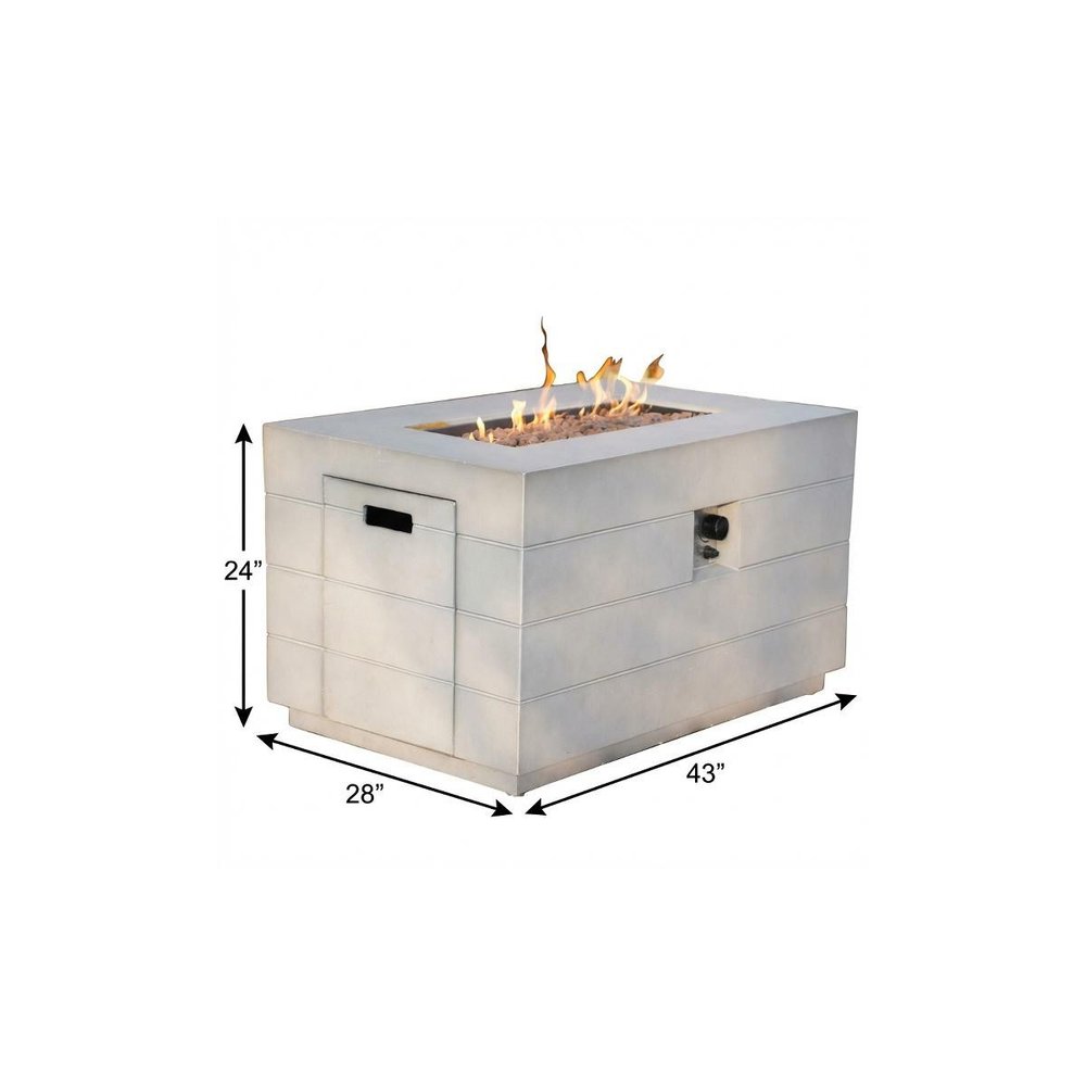 28" Gray Aluminum Natural gas Rectangular Fire pit table With Cover