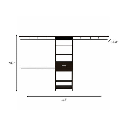 118" Black Wood Closet System
