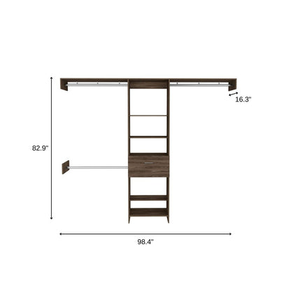 98" Brown Wood Closet System