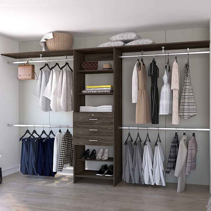 118" Dark Brown Wood Closet System