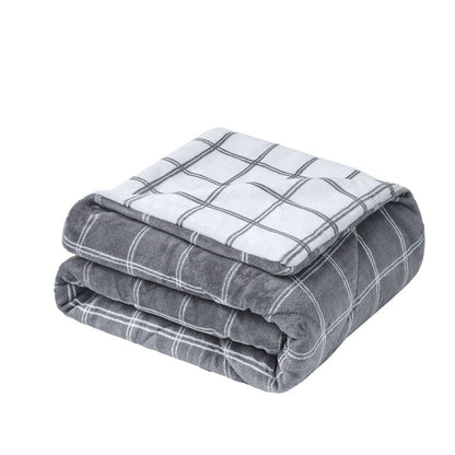 50" X 60" Gray and White Velvet Quilted Plaid Plush Throw Blanket