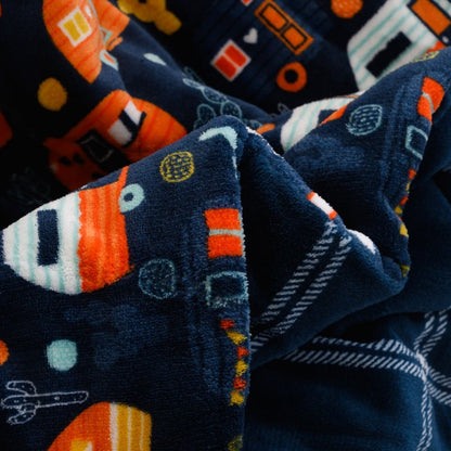 50" X 60" Blue Orange and Yellow Velvet Quilted Plush Throw Blanket