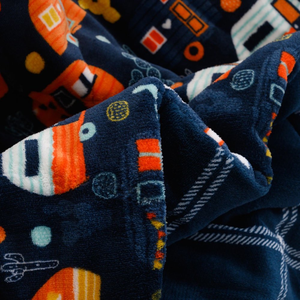 50" X 60" Blue Orange and Yellow Velvet Quilted Plush Throw Blanket