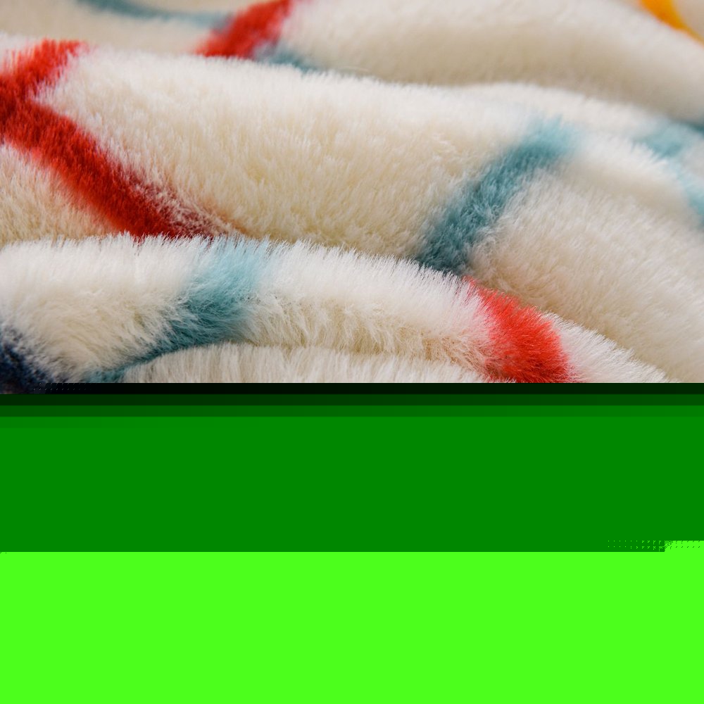 50" X 60" White Yellow and Green Faux Fur Geometric Plush Throw Blanket