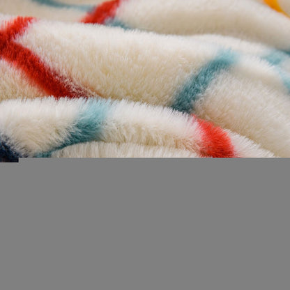 50" X 60" White Yellow and Green Faux Fur Geometric Plush Throw Blanket