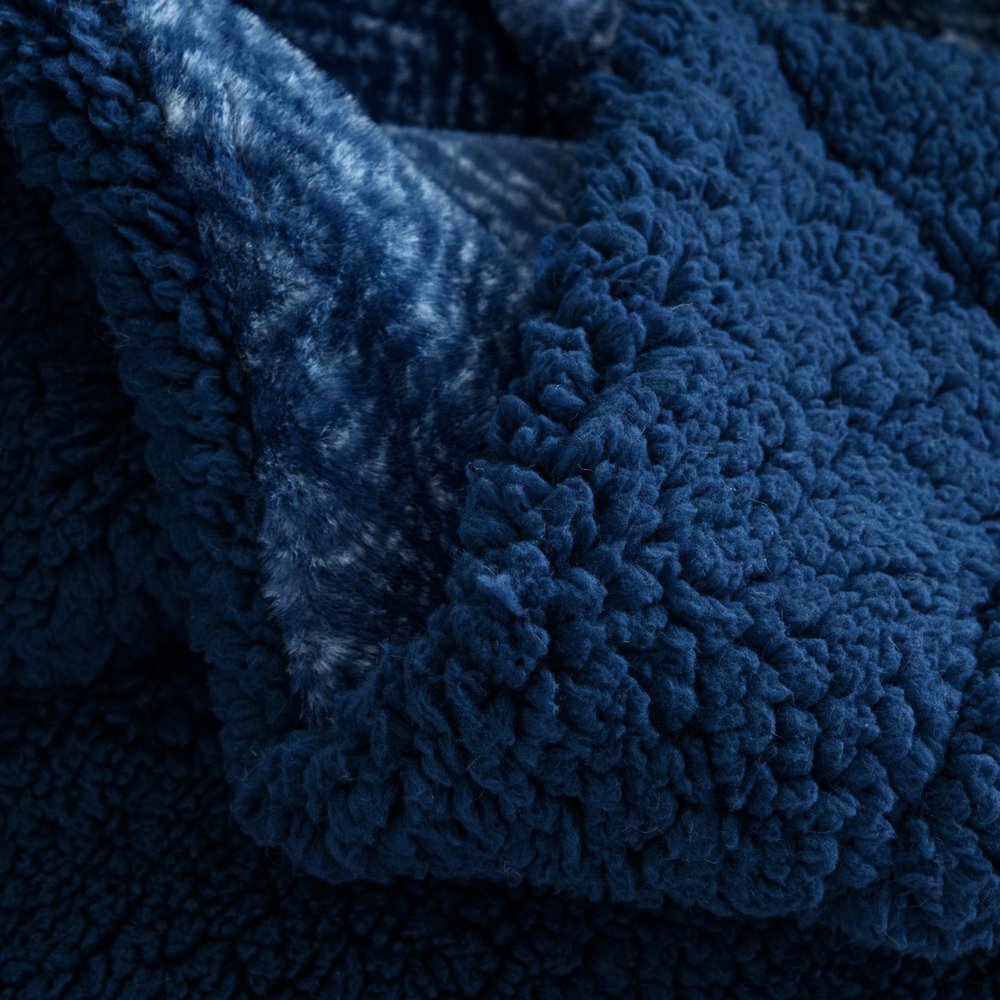 50" X 60" Oxford Blue Faux Fur Herringbone Plush Throw Blanket
