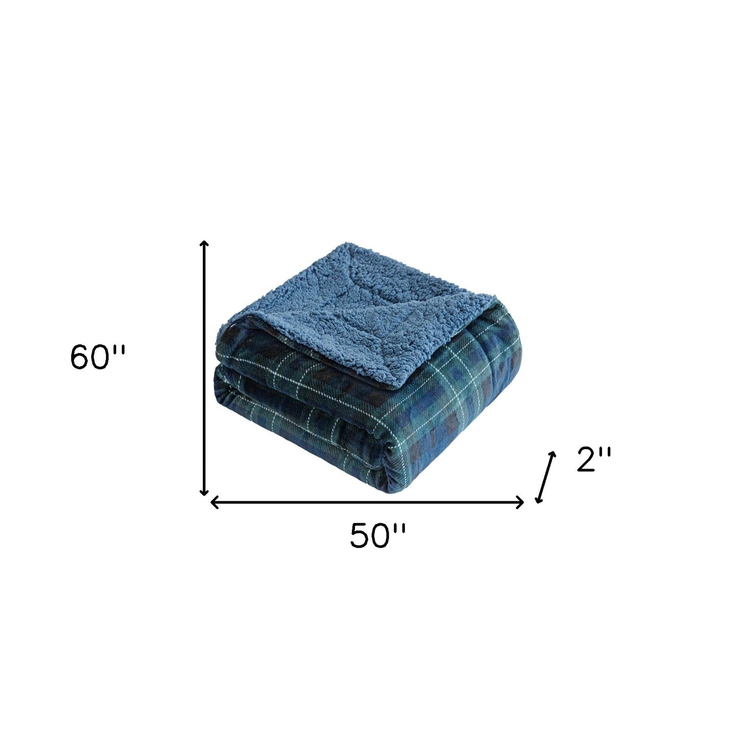 50" X 60" Blue Green and Black Velvet Plaid Plush Throw Blanket
