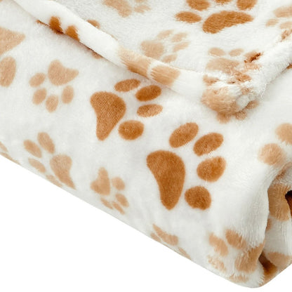 50" X 60" White and Gold Velvet Woven Animal Print Plush Throw Blanket